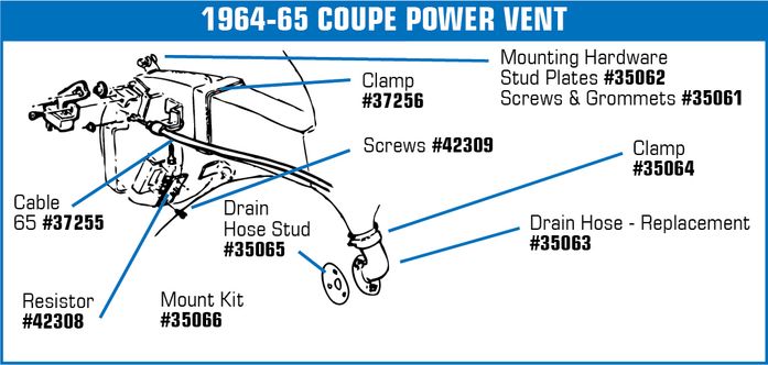 C2 1963-1967 Chevrolet Corvette Heater/Power Vent Resistor Screws. - Auto Accessories of America diagram