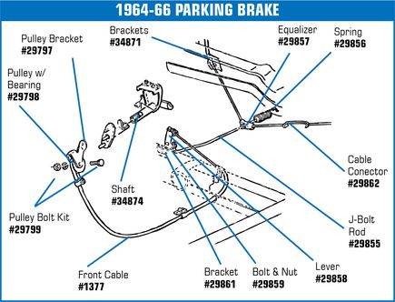C2 1964-1966 Chevrolet Corvette Park Brake Lever Pivot Bolt W/Nut. - Auto Accessories of America diagram