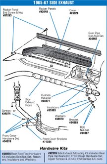 C2 1965-1967 Chevrolet Corvette Side Exhaust Covers - Auto Accessories of America diagram