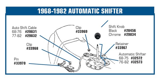 C3 1968-1976 Chevrolet Corvette Automatic Shift Control Cable. - CA diagram