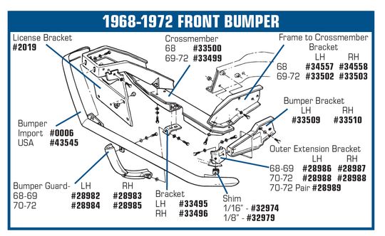 C3 1968 Chevrolet Corvette Frame To Crossmember Extension Bracket. RH - Auto Accessories of America diagram