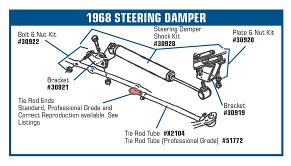 1963-1968 Chevrolet Corvette Steering Damper Bracket. On Relay Rod - Auto Accessories of America diagram