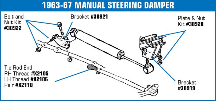 1963-1968 Chevrolet Corvette Steering Damper Bracket. On Relay Rod - Auto Accessories of America diagram