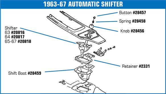 1965-1982 Chevrolet Corvette Shift Knob Button. Automatic - CA diagram