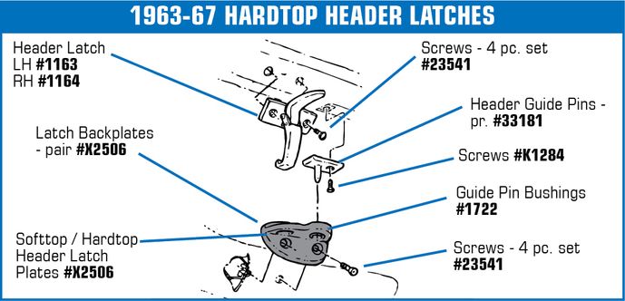 1963-1968 Chevrolet Corvette Hardtop Guide Pin Bushings. Nylon - CA diagram