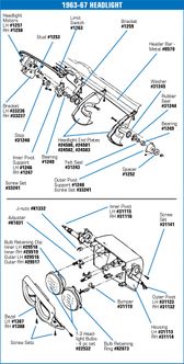 C2 1963-1967 Chevrolet Corvette Headlight Pivot Ball Felt Seal. 4 Piece - Auto Accessories of America diagram