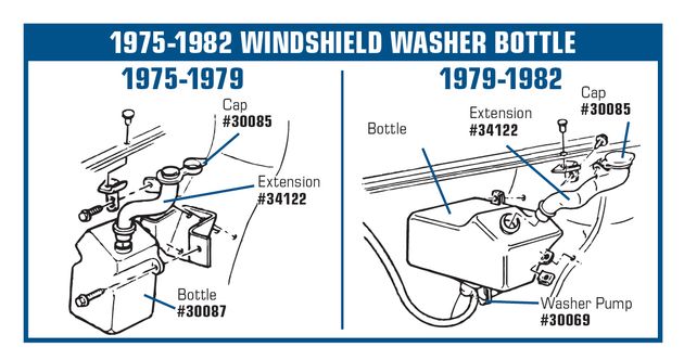 1975-1991 Chevrolet Corvette Washer Pump. - Auto Accessories of America diagram
