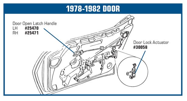 C3 1978-1982 Chevrolet Corvette Door Latch Handle. RH - CA diagram