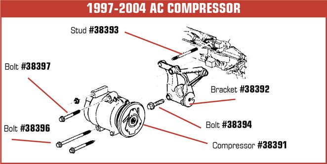 C5 1997-2004 Chevrolet Corvette Alternator Mount Bracket Upper Bolt - 11516360 - General Motors diagram