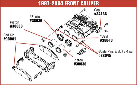 C5 1997-2004 Chevrolet Corvette Brake Caliper Guide Pins & Bolts - CA diagram