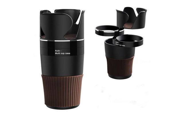 Multifunctional cup storage compartment cup holder 5 in1 brown for Citroen