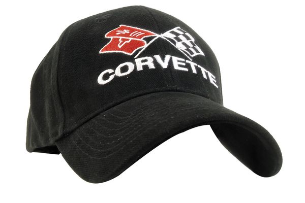 Corvette Racing Black Twill Baseball Cap – Men's Hat, S/M And L/XL Sizes Available