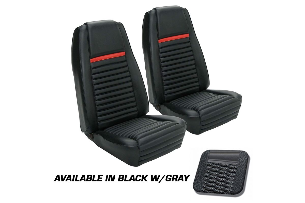 69 Mach 1 Shelby Sportsitze Sitzbezüge Vorne schwarz mit roten Streifen