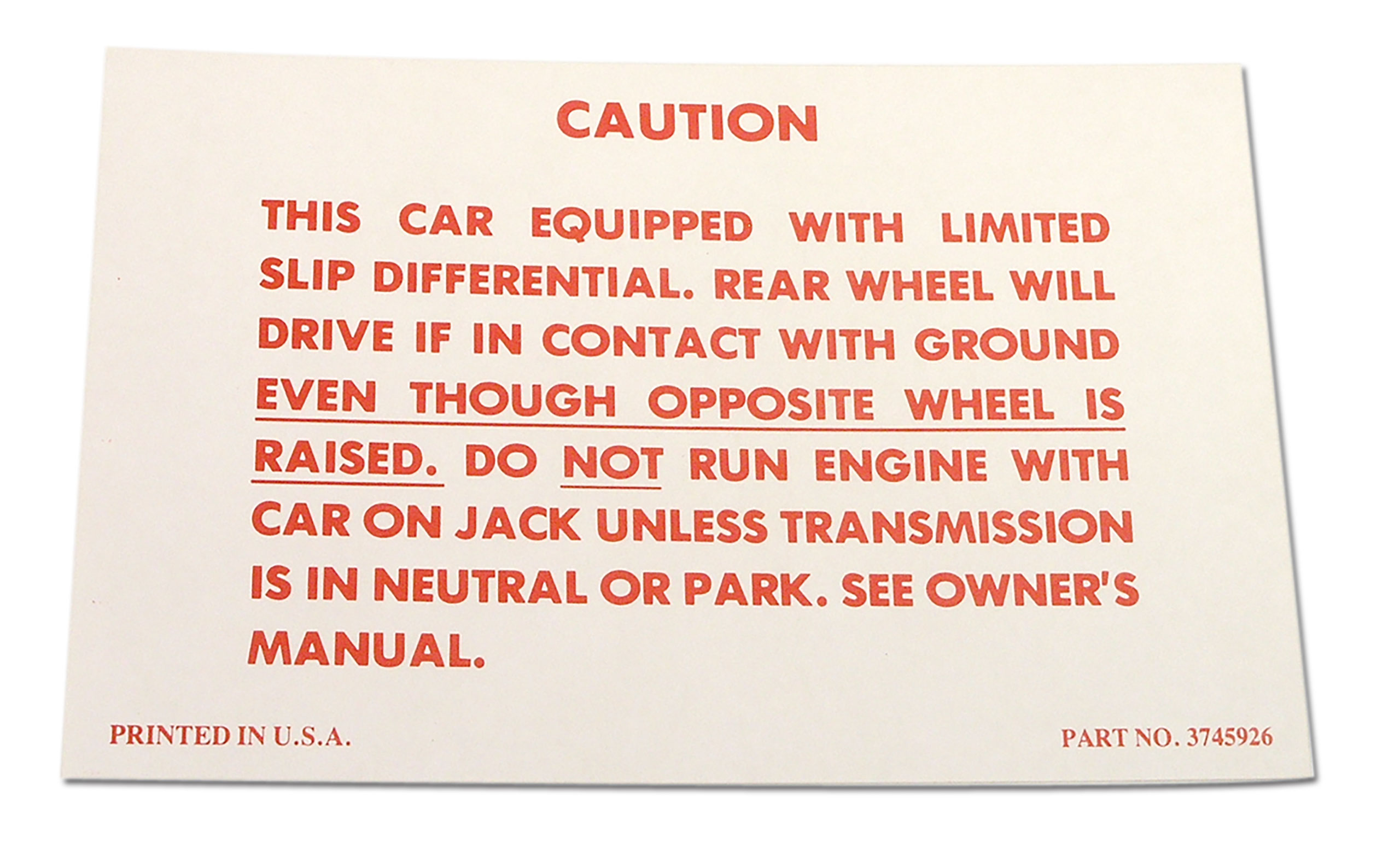 C1 1957-1958 Chevrolet Corvette Decal. Positraction - Auto Accessories of America
