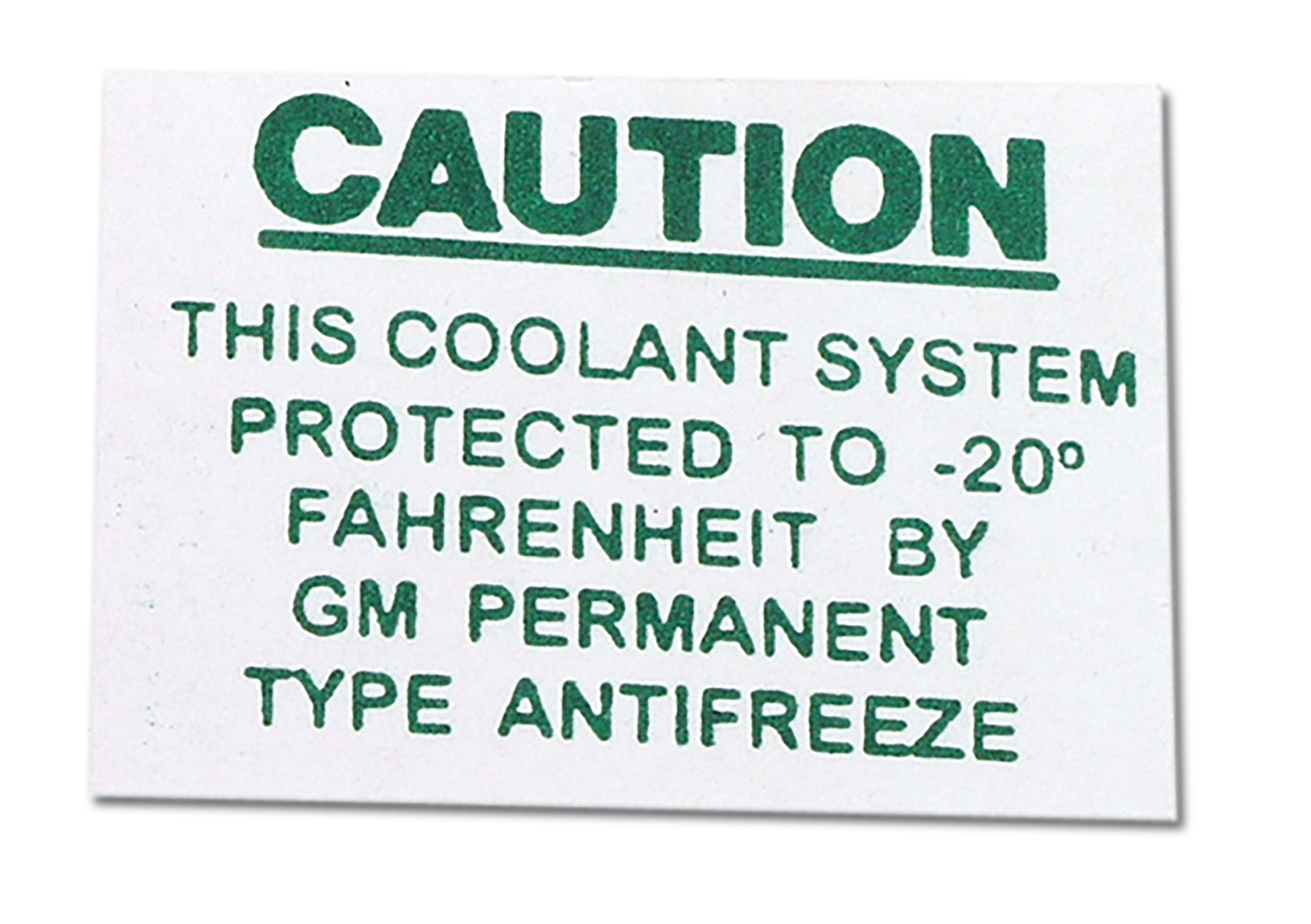 C1 1955-1962 Chevrolet Corvette Decal. Caution - 55-57 On Radiator/61-62 On Expansion Tank - Auto Accessories of America