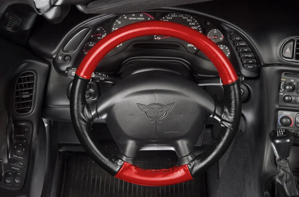 C5 1997-2004 Chevrolet Corvette Euro-Style Leather Steering Wheel Cover - Choose Color - Auto Accessories Of America