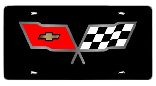 C3 1968-1982 Chevrolet Corvette Carbon Stainless License Plate Cover - Flags - Auto Accessories Of America