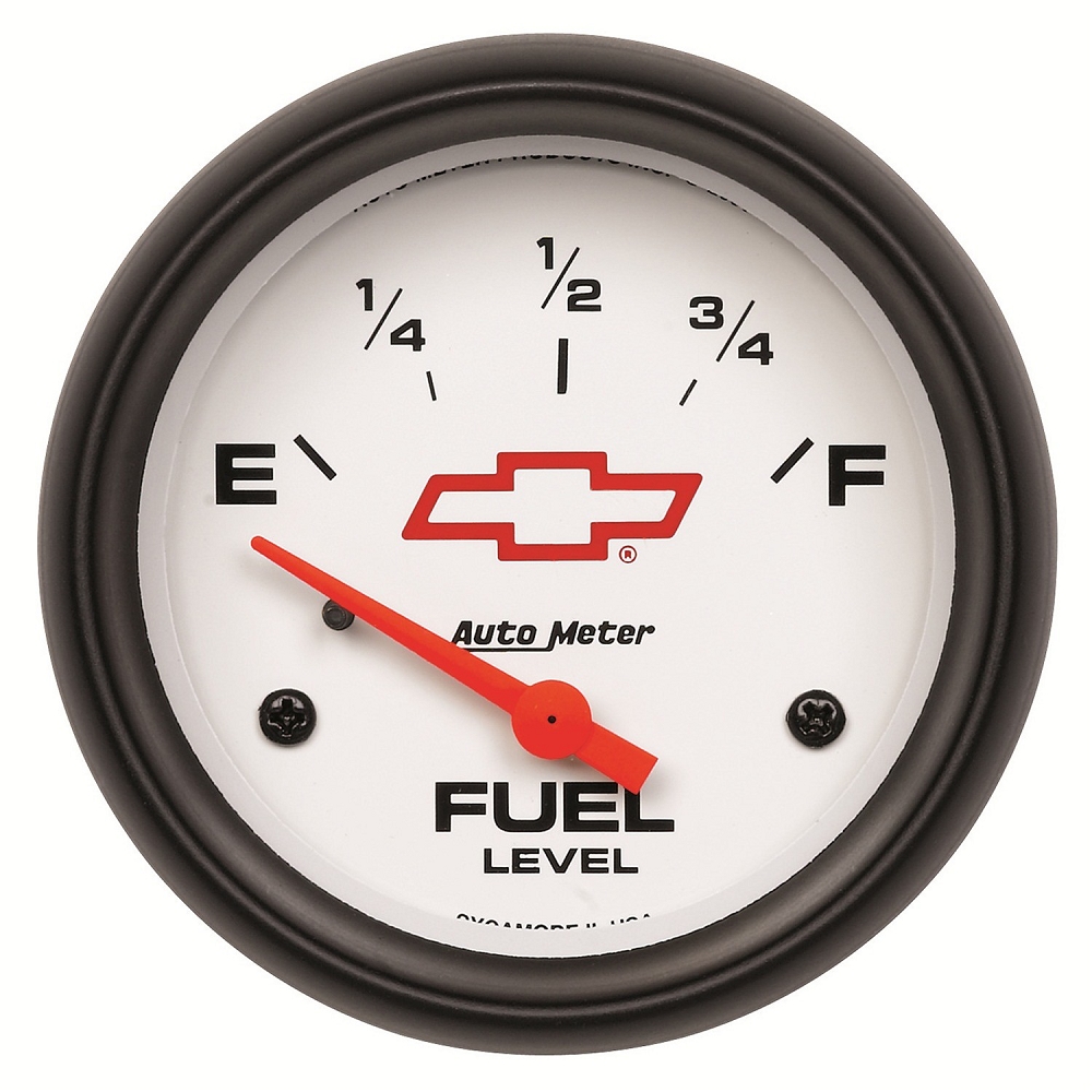 1953-2023 Chevrolet Corvette Autometer 2-5/8in Fuel Level Gauge 0-90 ohm Electronic - GM White W/Bowtie - AutoMeter