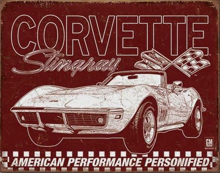 1953-2023 Chevrolet Corvette StingRay Tin Sign - Auto Accessories Of America