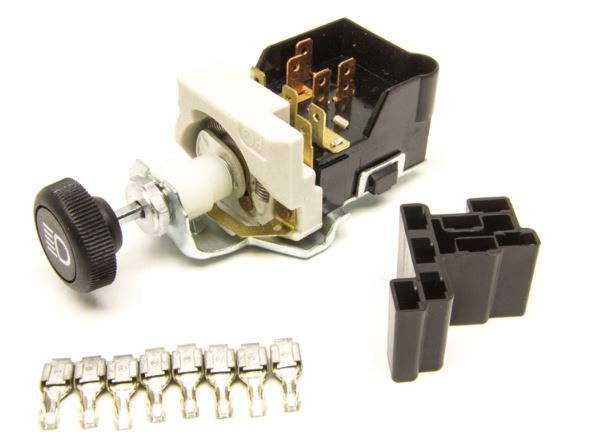1953-2023 Chevrolet Corvette GM Style Black Knob Headlight Switch W/Dimmer & Dome Light - Painless Performance Products