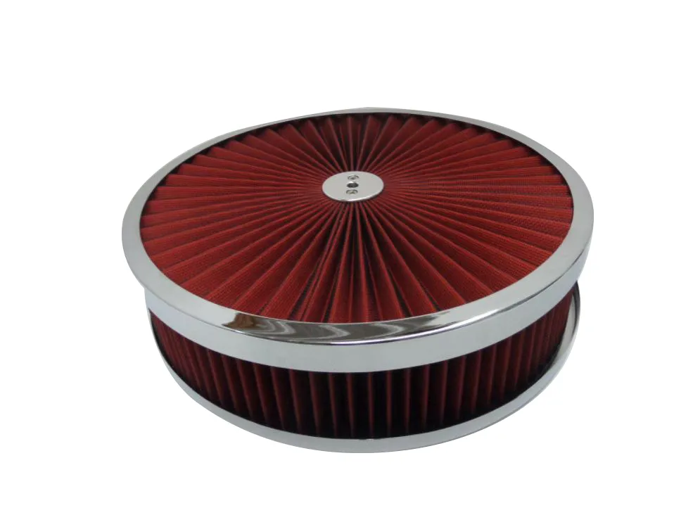 1963-1982 Chevrolet Corvette Super Flow Air Cleaner Assembly - 14x4 Red W/Black Edge - Auto Accessories Of America