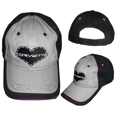 1953-2023 Chevrolet Corvette Ladies Black & Gray Embroidered Cap - Auto Accessories Of America