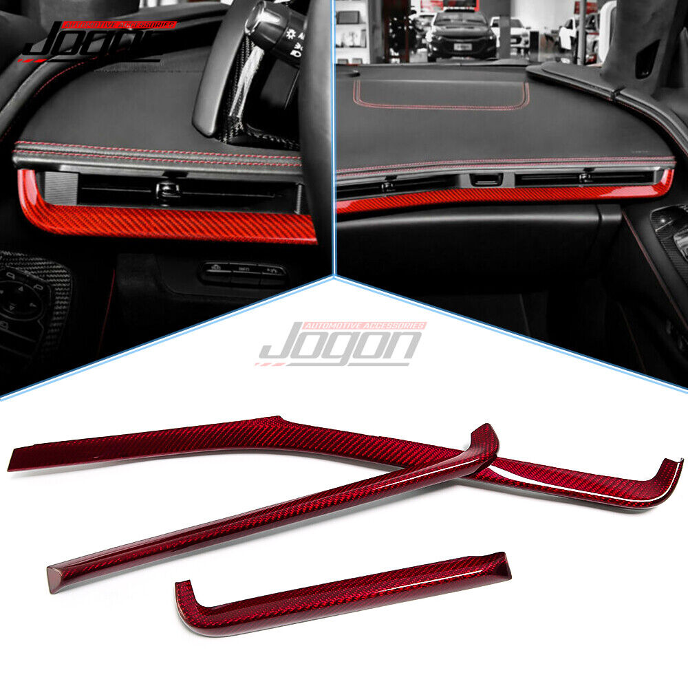 C8 2020-2024 Chevrolet Corvette Z51 Console Dashboard Instrument Strip Trim - Red Carbon Fiber - Auto Accessories Of America