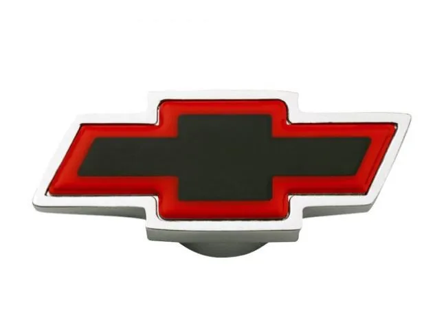 C3 1968-1982 Chevrolet Corvette Air Cleaner Center Nut Black/Red Chevy Bowtie Small - Chrome Edge - Proform