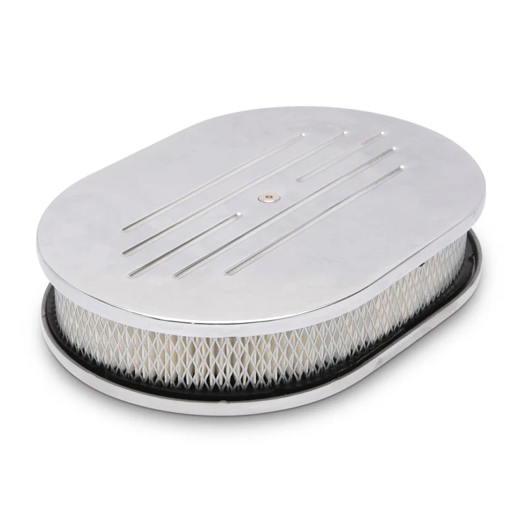 1963-1982 Chevrolet Corvette Cast Aluminum Oval Ball Milled Top 12in Air Cleaner - Choose Finish - Eddie Motorsports