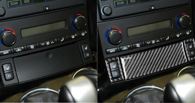 C6 2005-2007 Chevrolet Corvette Carbon Fiber Seat Heating Button Cover Trim - Classic Carbon Fiber - Auto Accessories Of America