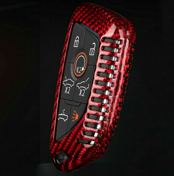 C8 2020-2024 Chevrolet Corvette Carbon Fiber Remote Key Fob Case Solid W/O Edge Cutouts - Red - Auto Accessories Of America