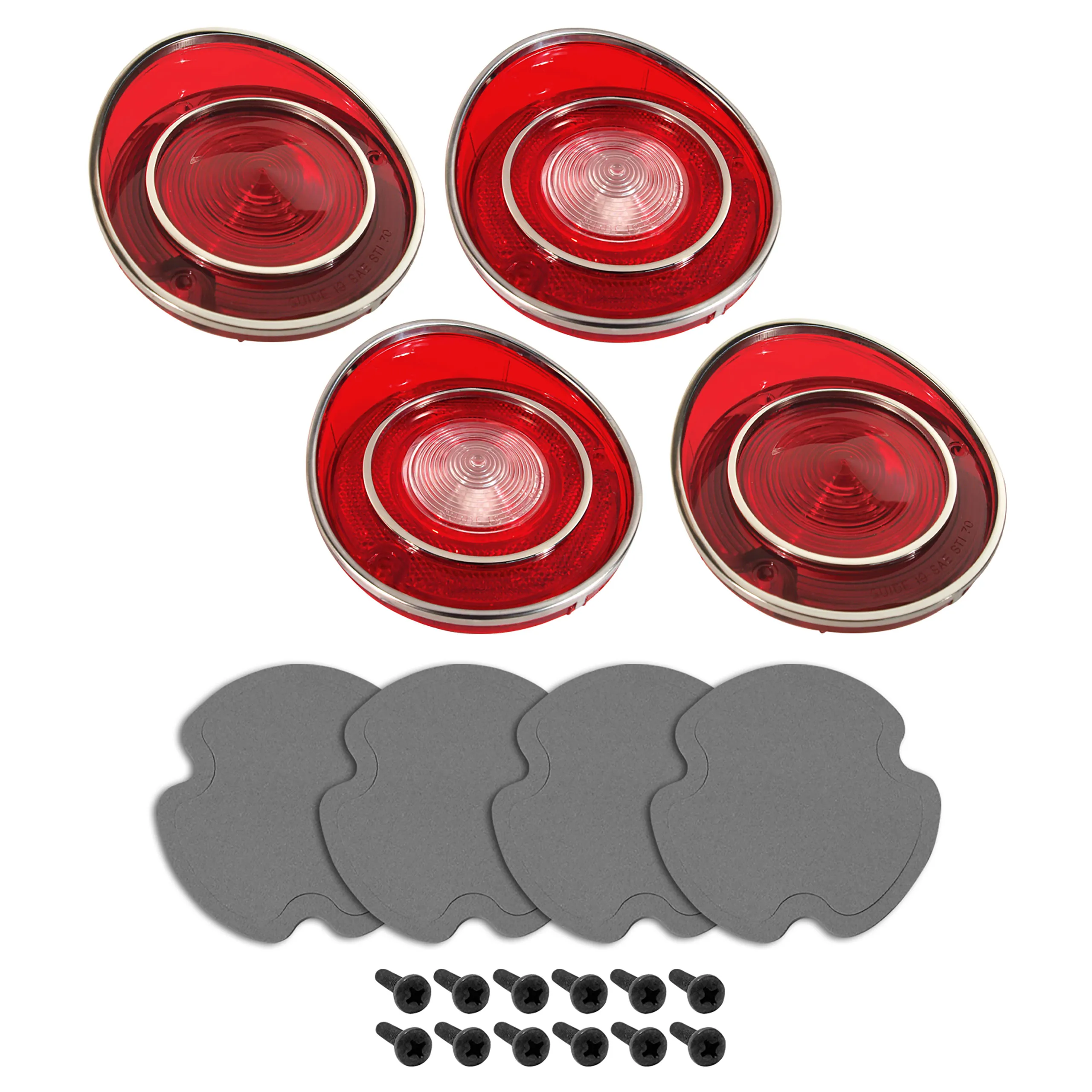 C3 1970-1971 Chevrolet Corvette Tail Light & Back-Up Lens Kit W/Gaskets & Screws - 4pc - CA
