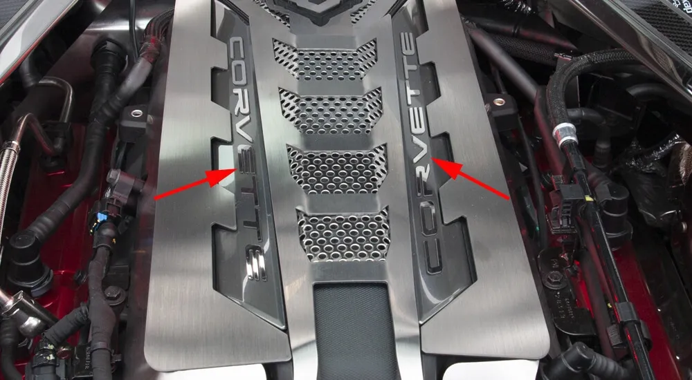 C8 2020-2024 Chevrolet Corvette Stainless Steel Engine Shroud Corvette Lettering - Brushed Finish - ACC-883002 - American Car Craft