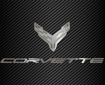 C8 2020-2026 Chevrolet Corvette Custom Painted Stainless Steel Hood Panel Badges - Crossed Flags & Corvette Scri - American Car Craft
