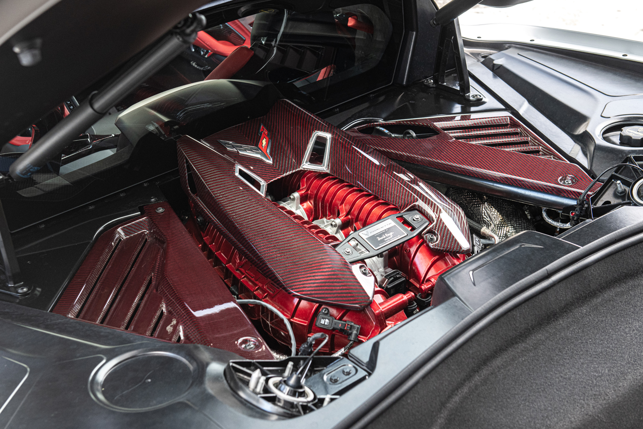 C8 2023-2024 Chevrolet Corvette Engine Bay Panel Trim - Red Carbon Fiber - 3pc Set - EOS