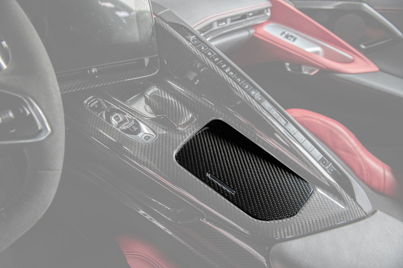 C8 2020-2025 Chevrolet Corvette Carbon Fiber Center Console Cup Holder Trim Cover - EOS