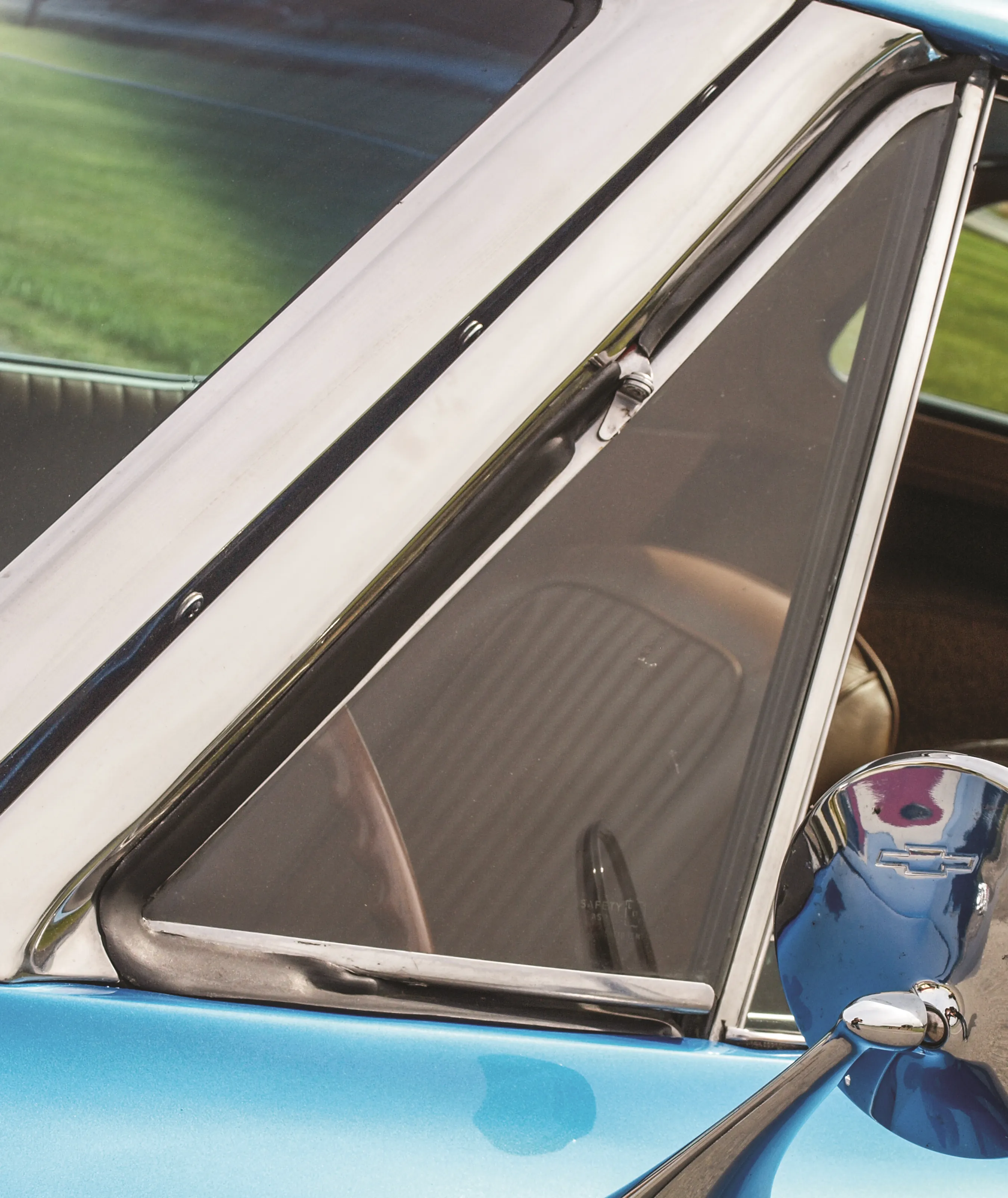 C2 1963-1967 Chevrolet Corvette Coupe Vent Window Glass - Clear, LH - CA