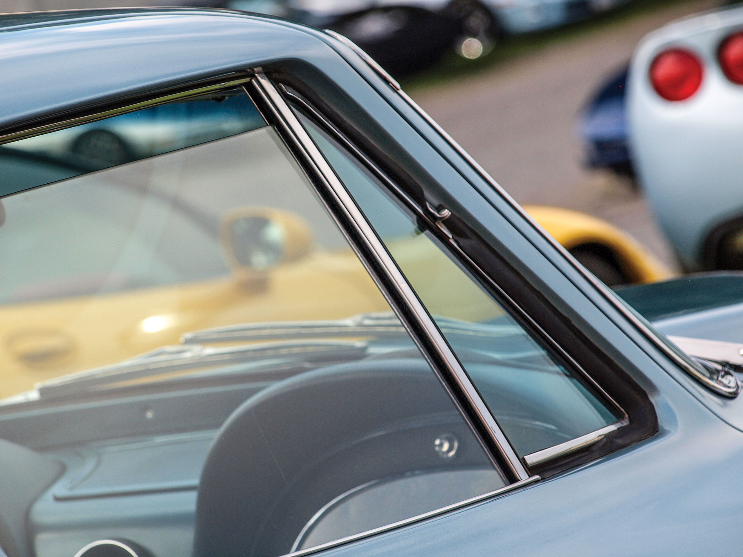 C2 1963-1967 Chevrolet Corvette Coupe Vent Window Glass W/Soft Ray Green Tint, RH - CA