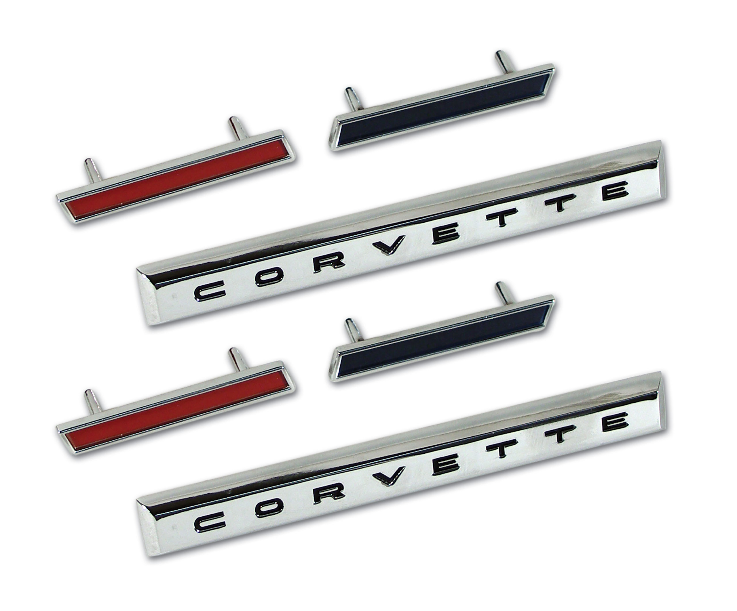 C1 1961 Chevrolet Corvette Emblem Set. Front Fender 6 Piece - Trim Parts