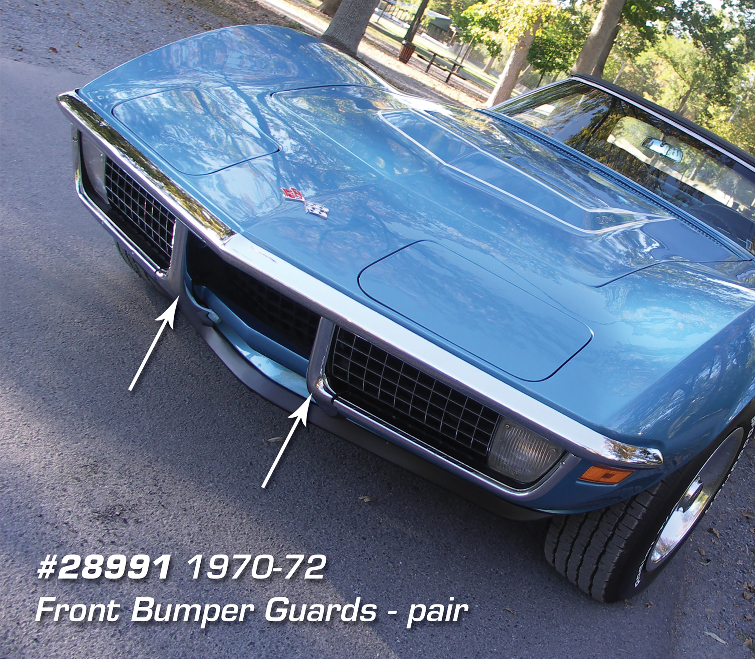 C3 1970-1972 Chevrolet Corvette Front Bumper Guards. Pair - CA