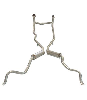 C1 1961-1962 Chevrolet Corvette Exhaust System - W/Crossover - Off-road Round Mufflers - 2 Inch - Auto Accessories of America