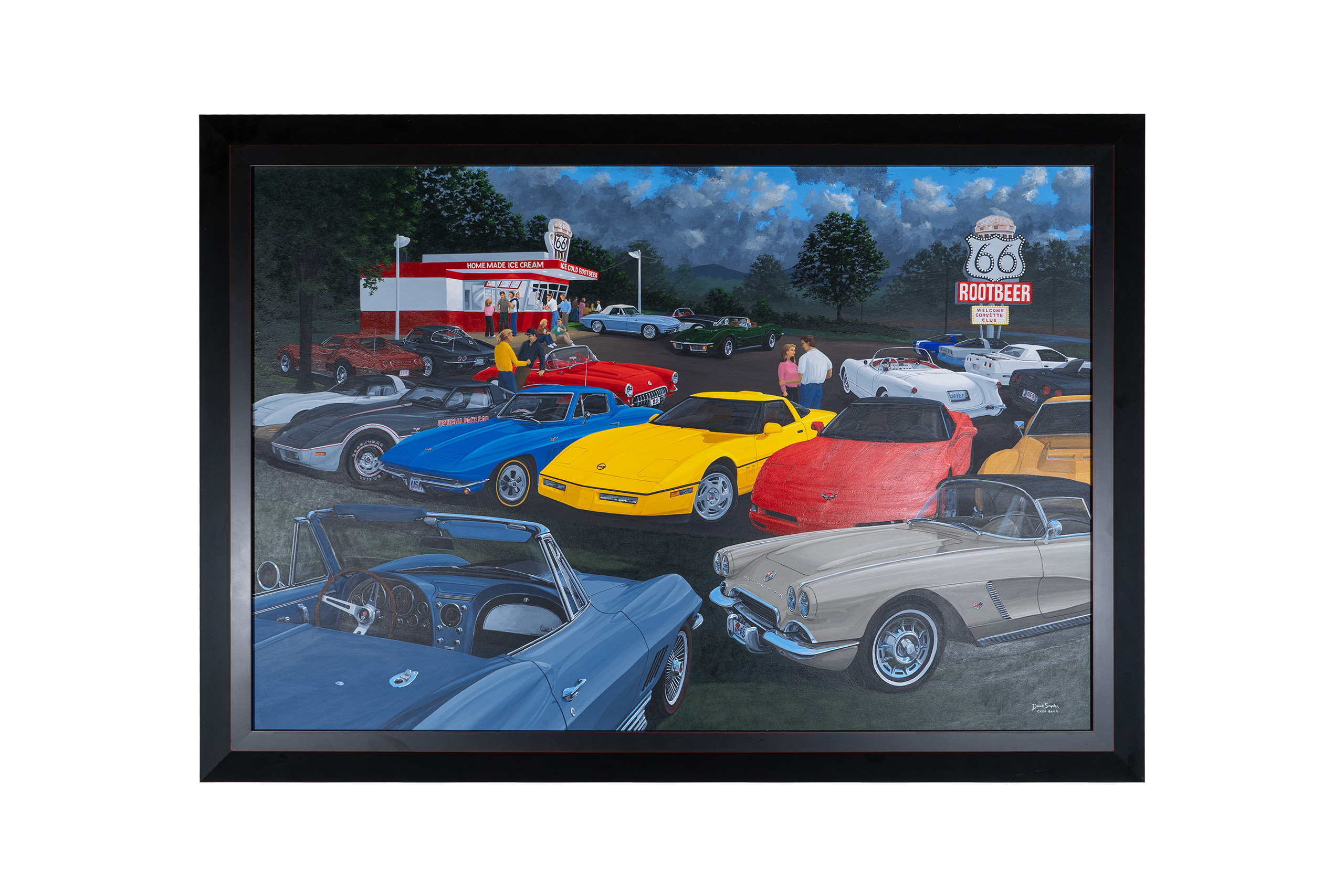 1953-1999 Chevrolet Corvette Route 66 Root Beer Original Framed Artwork - David Snyder