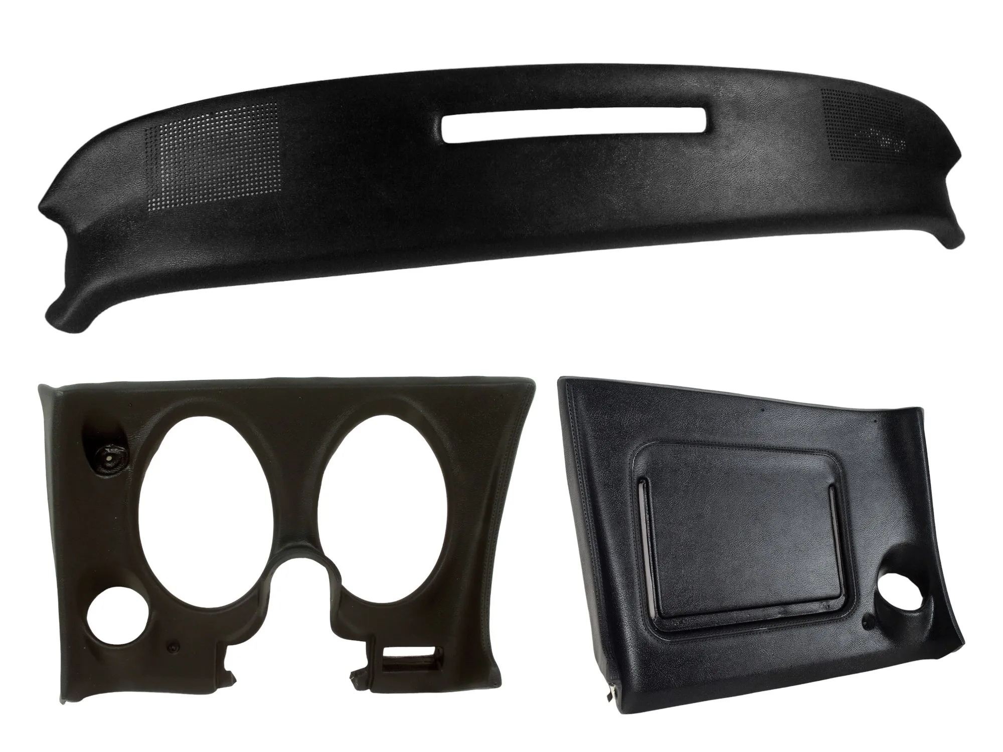 C3 1974-1976 Chevrolet Corvette Upper & Lower Dash Pad Set - Black - With Lower A/C Vent Cutout - CA