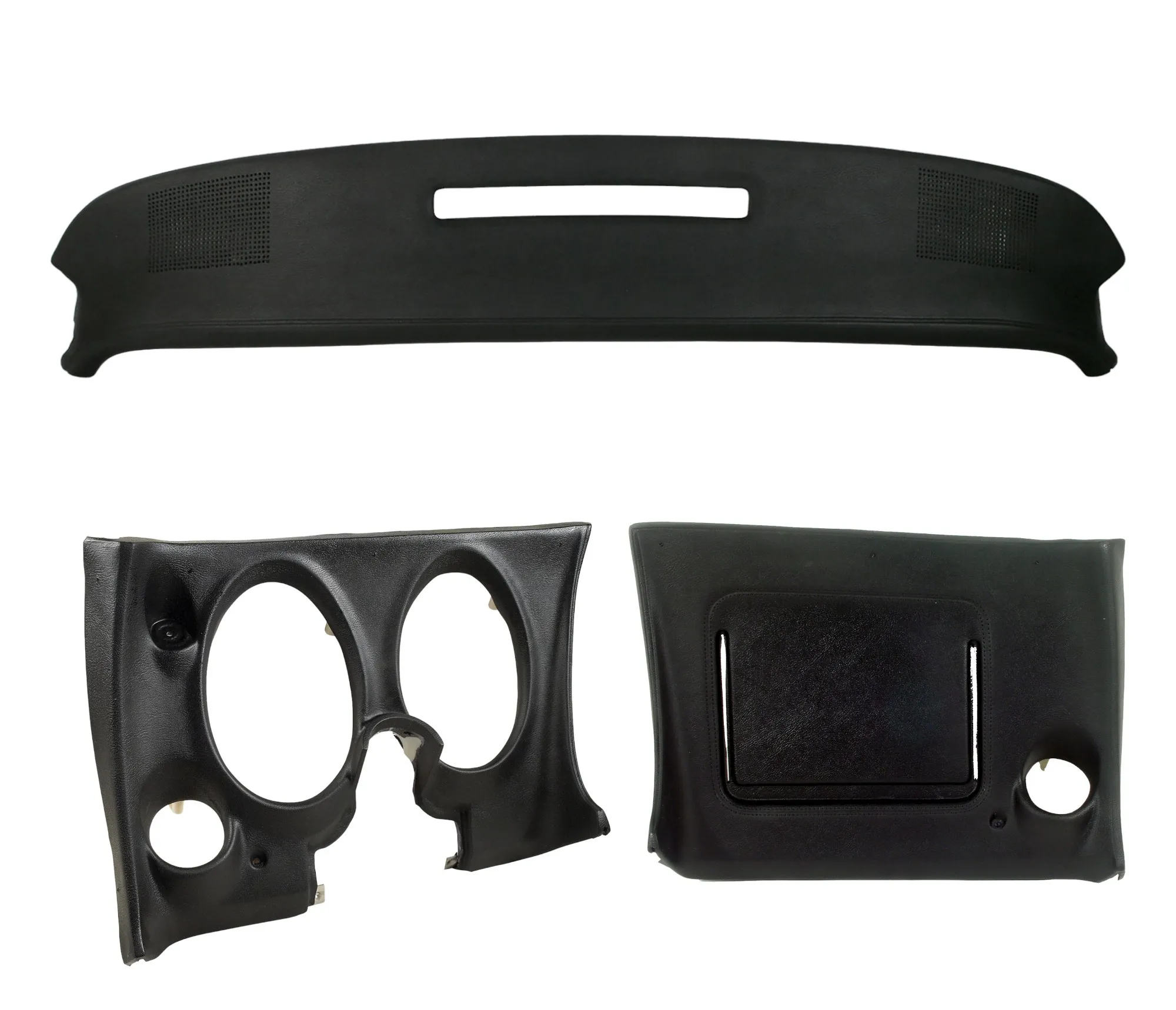 C3 1977 Chevrolet Corvette Upper & Lower Dash Pad Set - Black - W/O Lower A/C Vent Cutout - CA