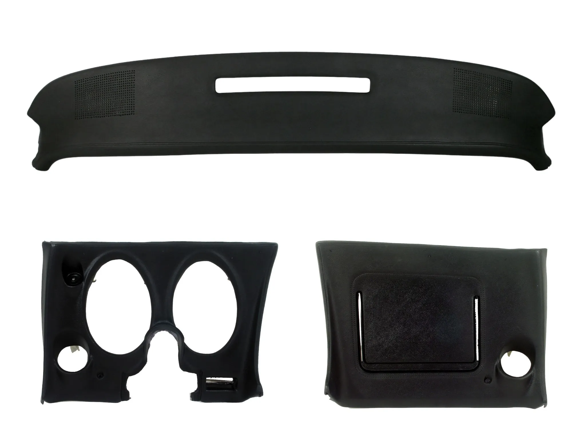 C3 1977 Chevrolet Corvette Upper & Lower Dash Pad Set - Black - With Lower A/C Vent Cutout - CA