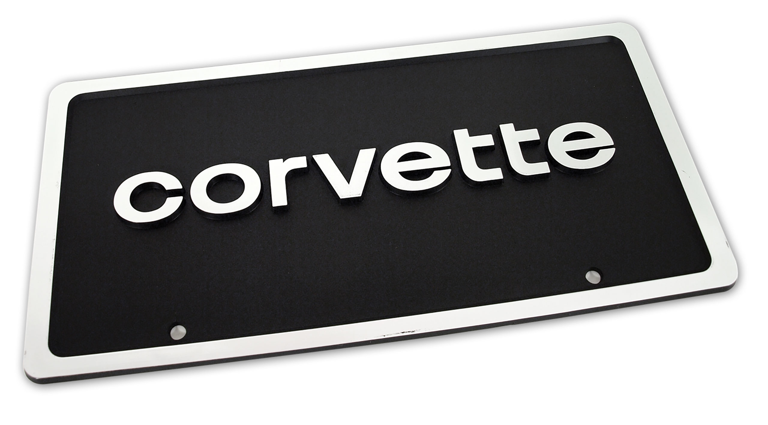 C3 1980-1982 Chevrolet Corvette License Plate. Corvette - Black W/Silver Letters & Border - Auto Accessories of America