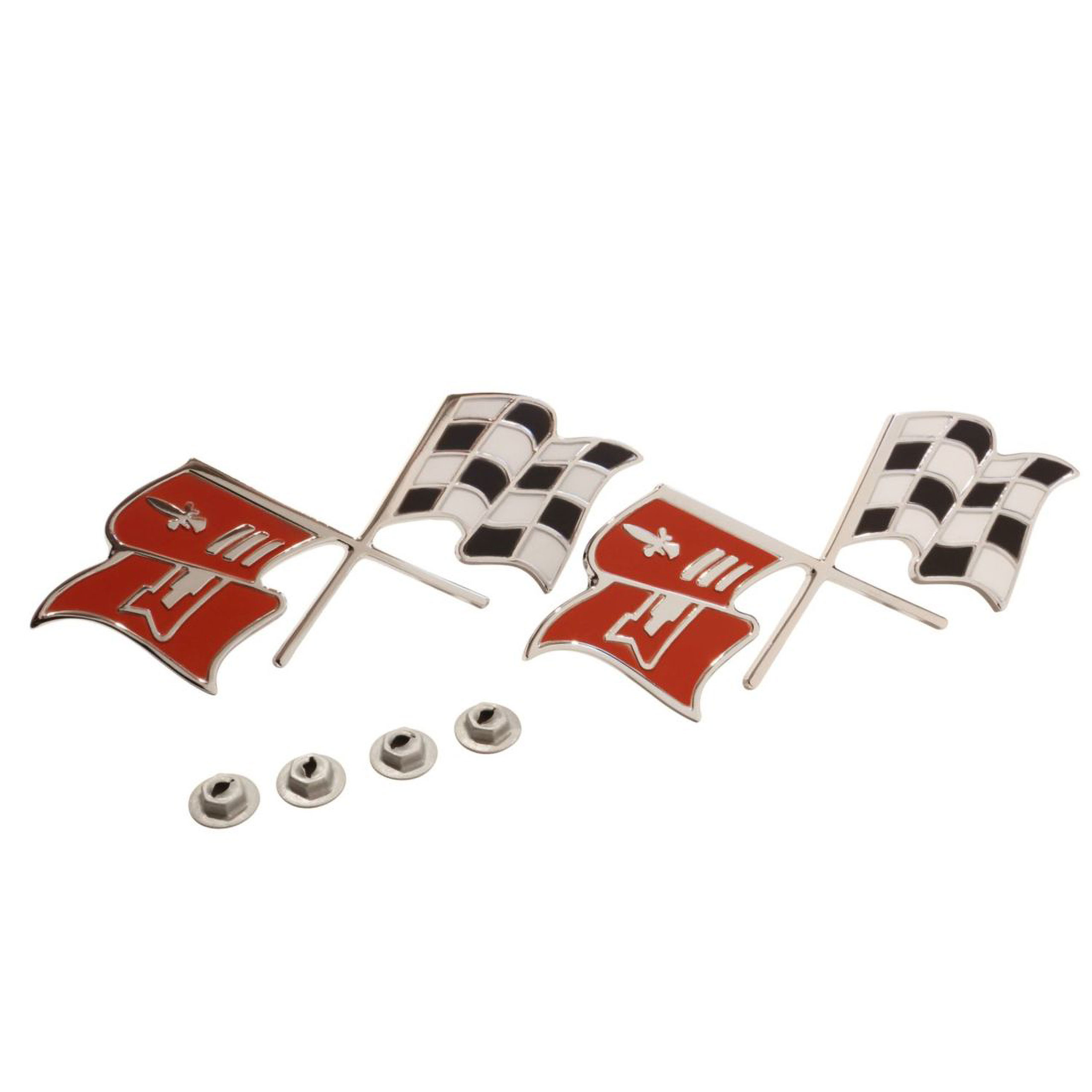 C1 1957 Chevrolet Corvette Emblem. Front Fender Cross Flags Fuel Injection - Trim Parts