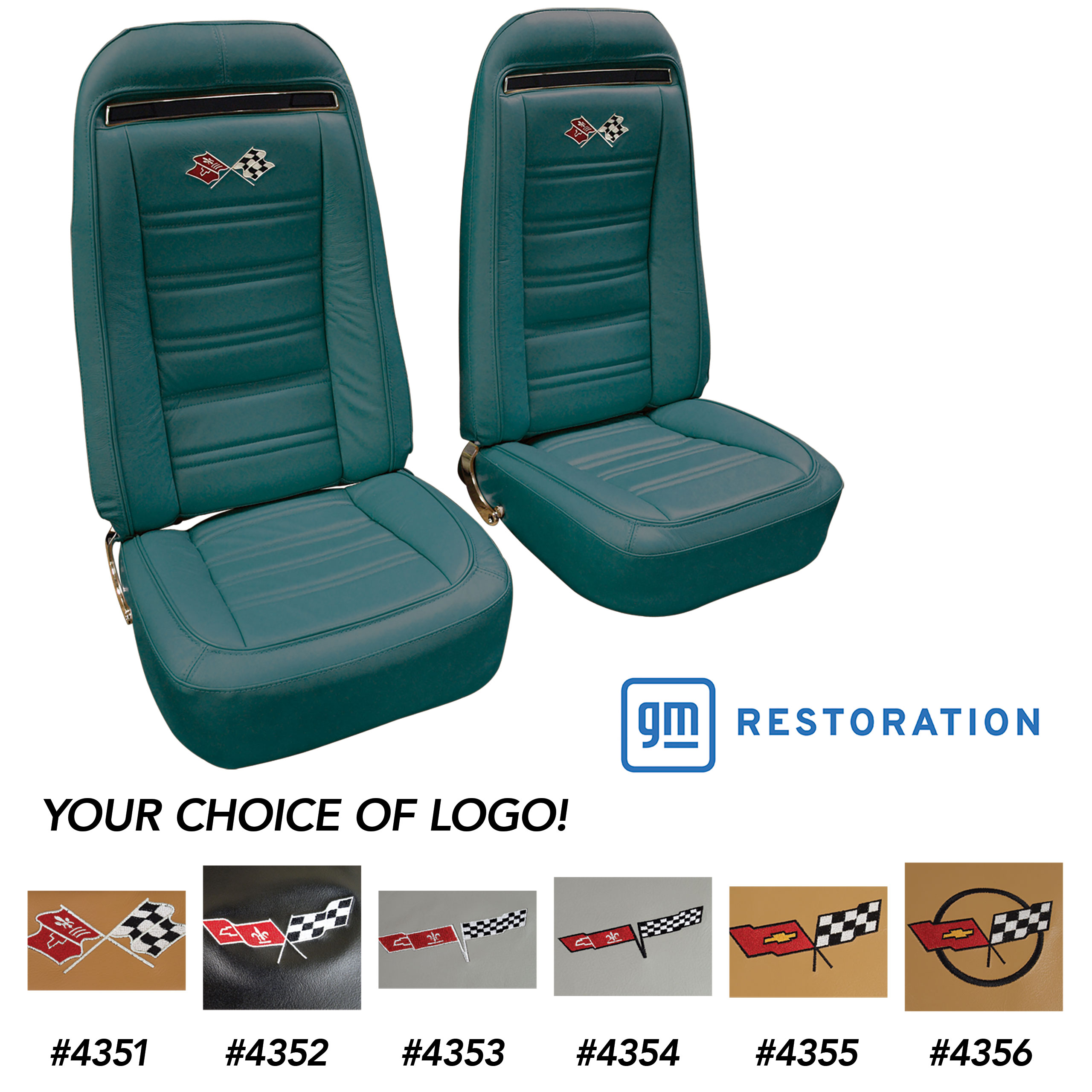 C3 1976-1978 Chevrolet Corvette 100% Leather Embroidered Seat Cover Set - CA