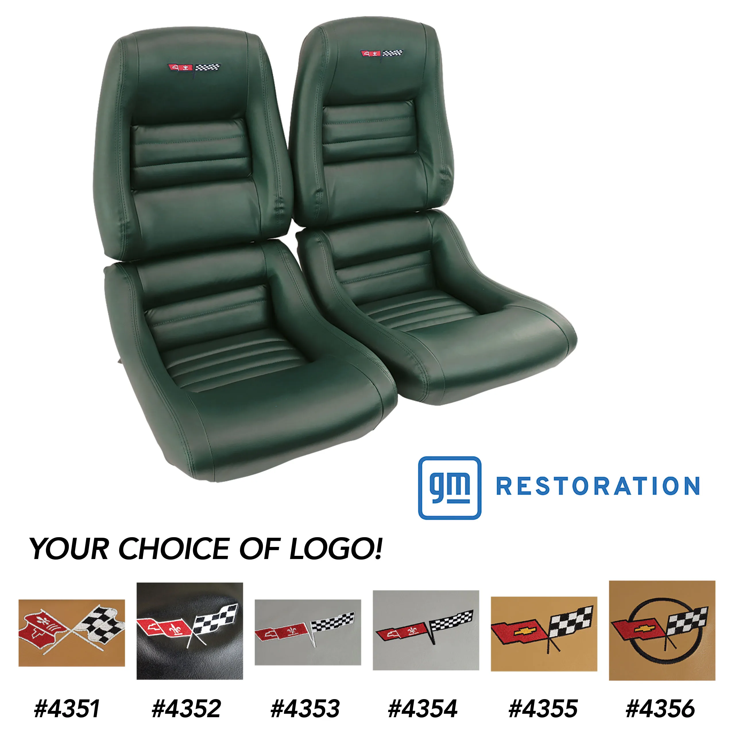 C3 1978-1982 Chevrolet Corvette OE Style Leather/Vinyl Embroidered 2