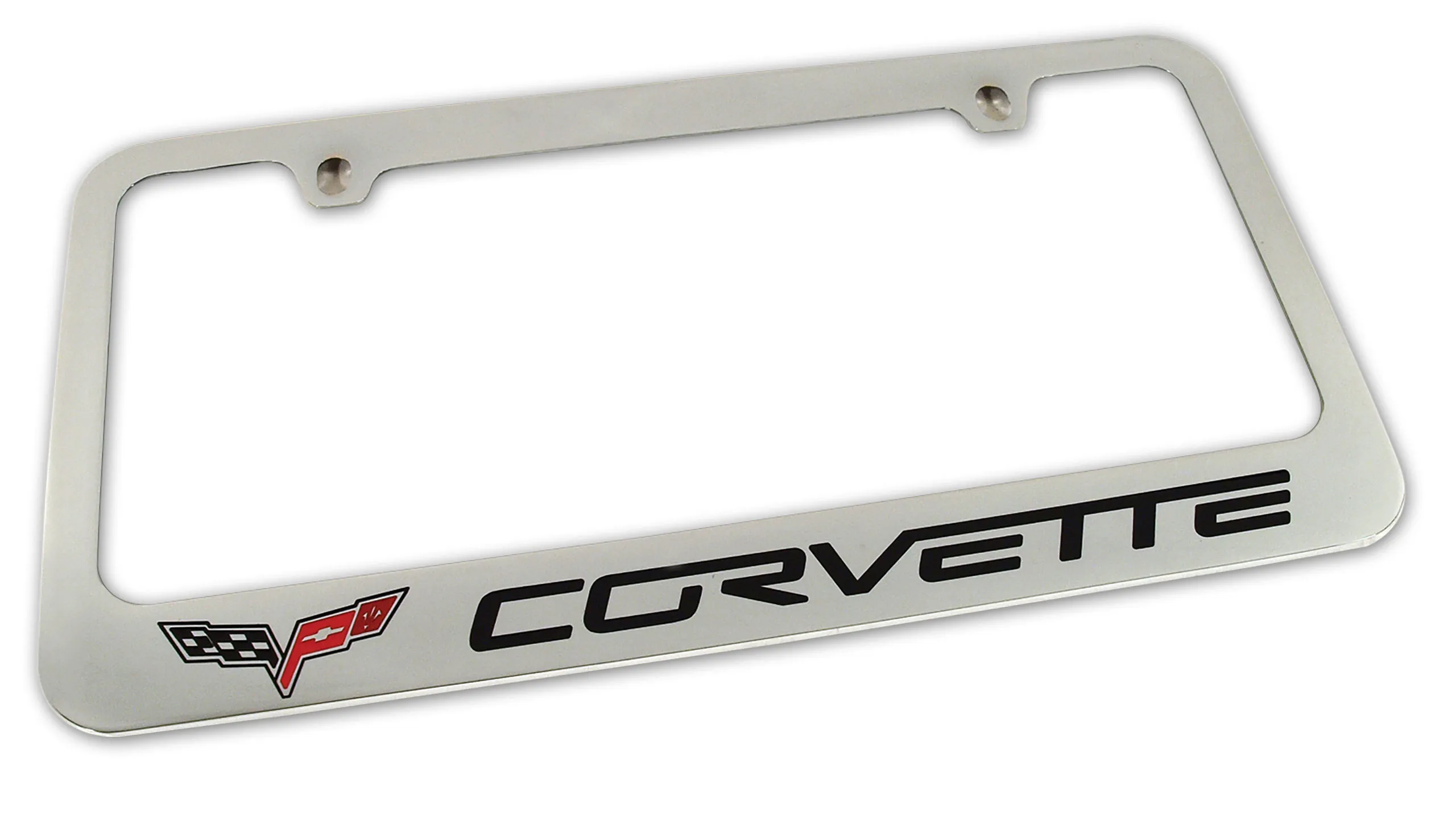 C6 2005-2013 Chevrolet Corvette License Frame - Chrome with C6 Logo & Script - CA